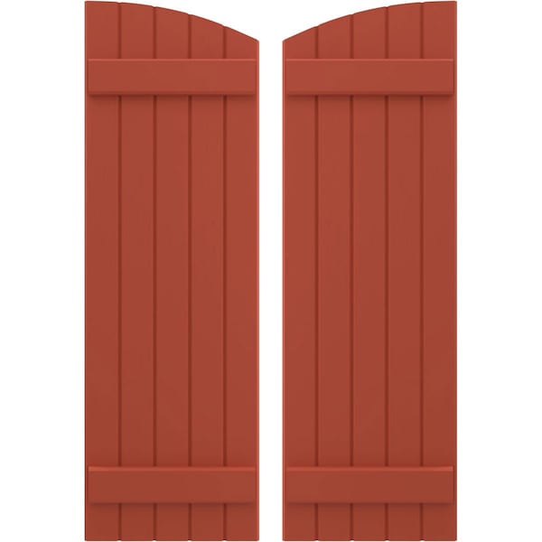 Ekena Millwork Americraft 5-Board (2 Batten) Wood Joined Board-n-Batten Shutters w/Ellipt Top, ARW101BE518X49CLH, PR ARW101BE518X49CLH - main
